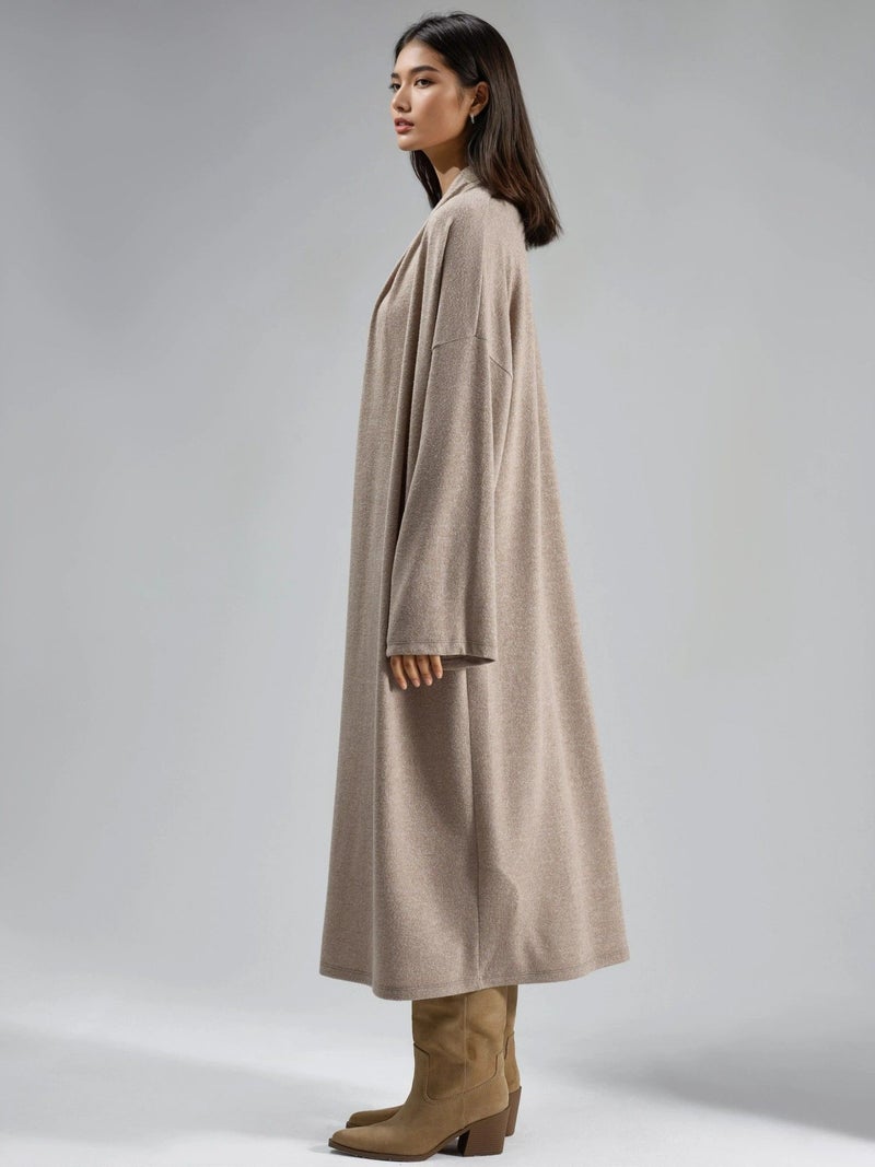Busem Relaxed Fit Longline Open-Front Shawl Collar Knit Cardigan - Image 5